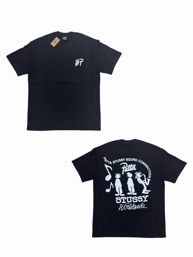 S268# Stussy X Patta joint model Ss24 loose round neck short-sleeved T-shirt wit