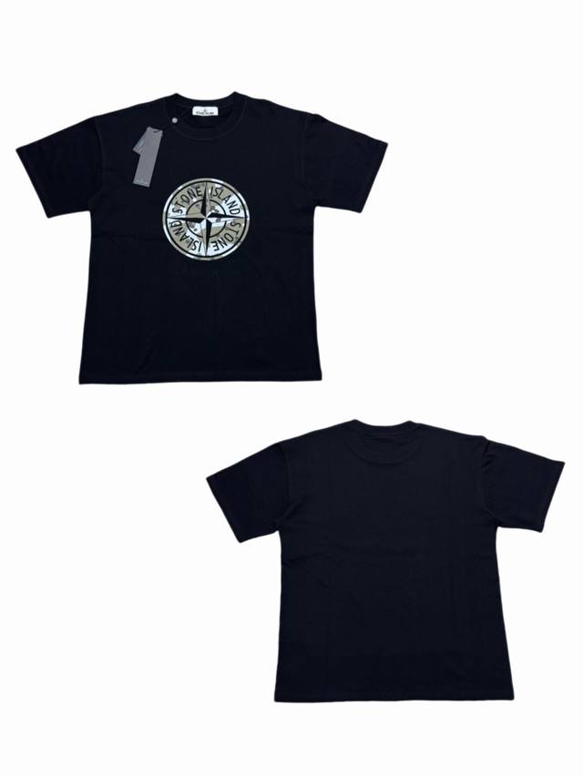 053# Stone Island Logo printed round neck pullover short-sleeved T-shirtClassic