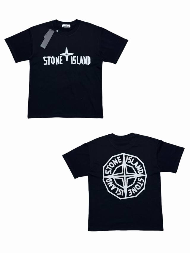 052# Stone Island Logo printed round neck pullover short-sleeved T-shirtClassic