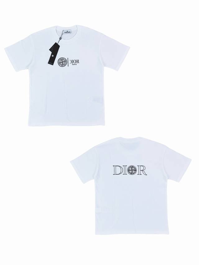 049# Stone Island X Dior co-branded printed round neck short-sleeved T-shirtClas