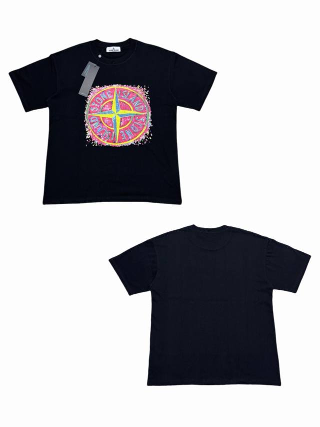 043# Stone Island Logo compass print round neck short-sleeved T-shirtClassic rou