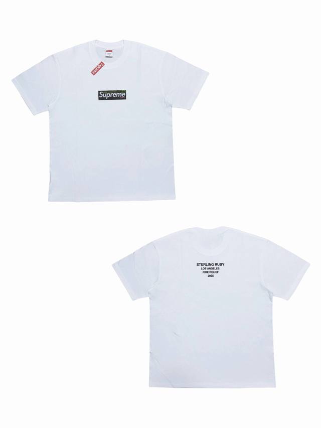 Su138# Supreme Ss25 Los Angeles Wildfire Rescue Box Logo short-sleeved T-shirt,
