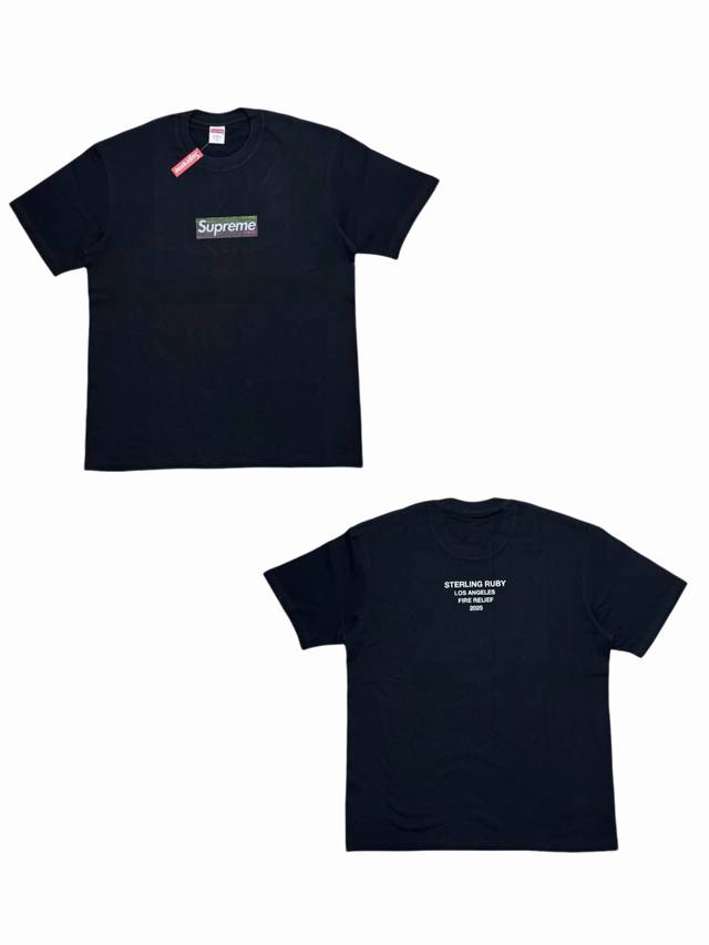 Su137# Supreme Ss25 Los Angeles Wildfire Rescue Box Logo short-sleeved T-shirt,