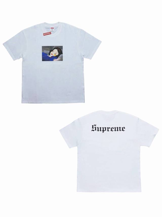 Su136# Supreme Fw24 Week8 Snow White Tee Snow White print pattern versatile shor