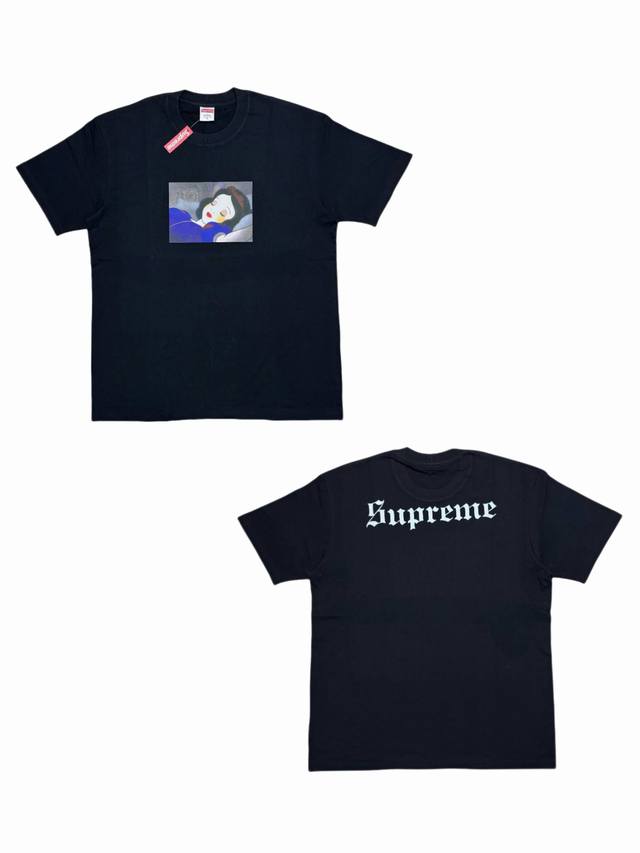 Su135# Supreme Fw24 Week8 Snow White Tee Snow White print pattern versatile shor