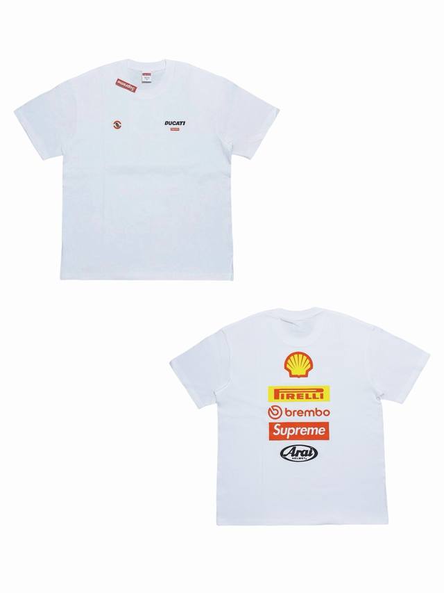 Su132# Supreme X Ducati Joint Ss24 Week16 Logo Tee. Short-sleeved T-shirt with l