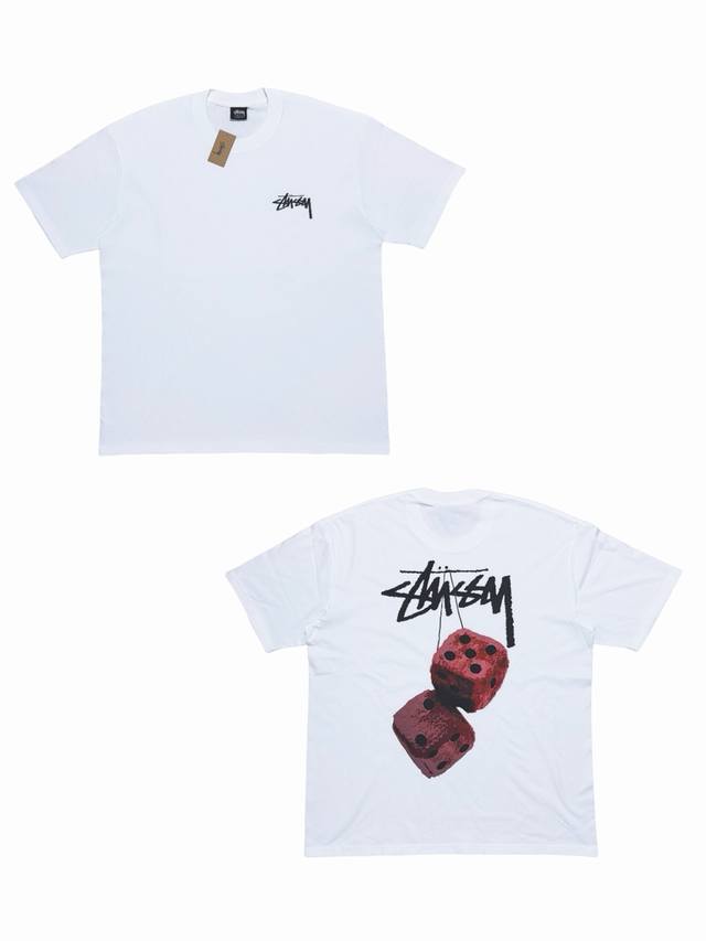 S279# Stussy Ss22 Dice Series Fuzzy Dice Tee Pattern Print Round Neck Pullover S