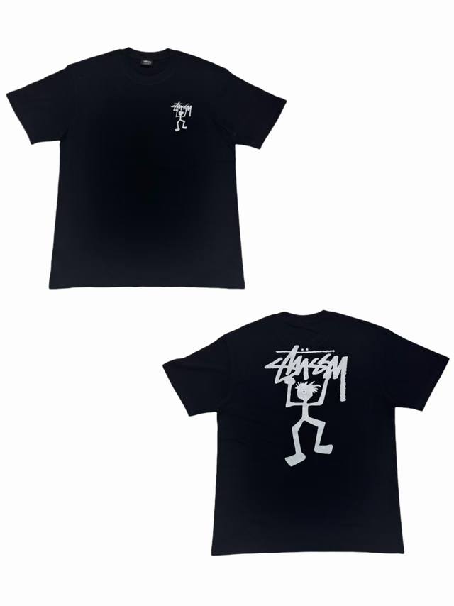 S249# White background Stussy T-Shirt letter print round neck short-sleeved T-sh