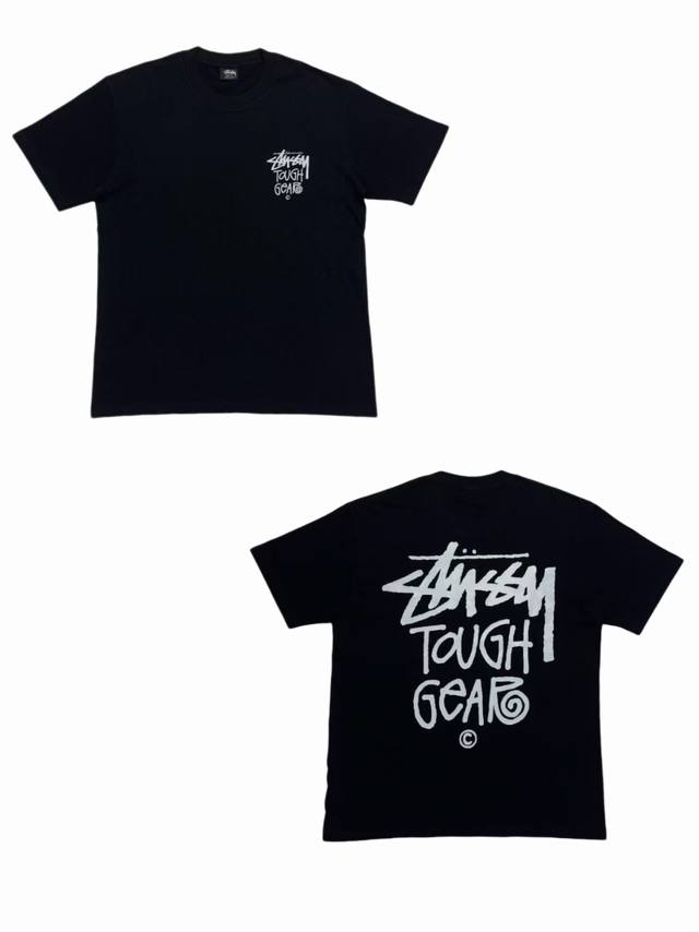 S255# White background Stussy Ss24 screen-printed pattern logo short-sleeved T-s