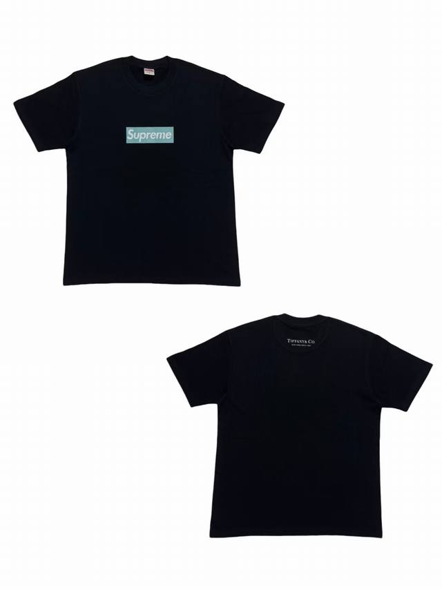 Su104# White background Supreme Tiffany co-branded Box Logotee T-shirt short sle