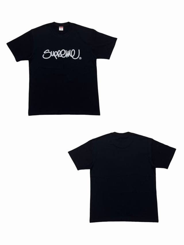 Su110# White background Supreme Ss22 line cursive letter graffiti T-shirt short