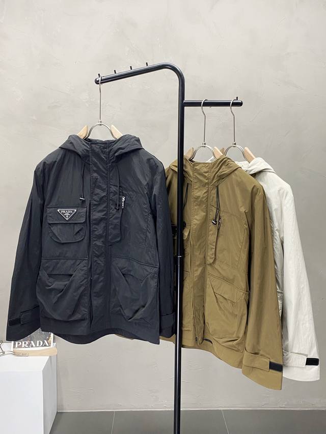 Prada exclusive new original men's casual spring and autumn hooded jacket breath