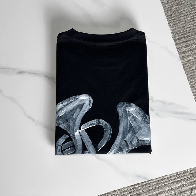 L's hand-painted custom short-sleeved crew neck T-shirt, the latest 2025 Spring/