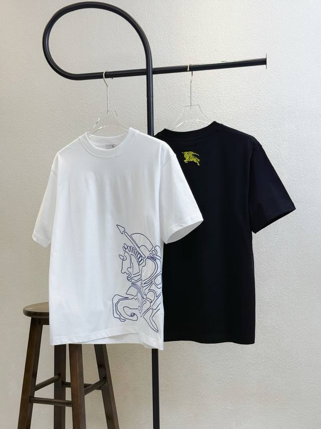 Style No. X206 Burberry side warhorse logo embroidered round neck short sleeves