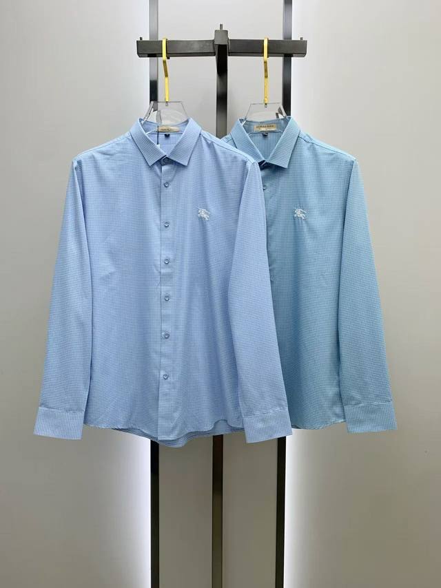 Burberry's new 2025Ss long-sleeved shirt features exquisite logo embroidery. Thi