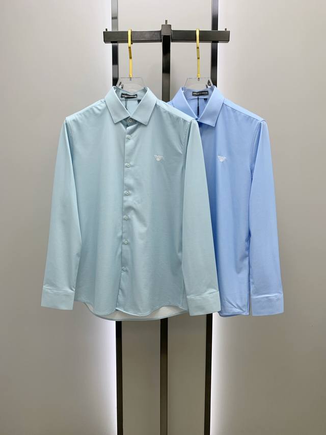Armani 2025Ss new long-sleeved shirt, exquisitely embroidered with the logo. Hig