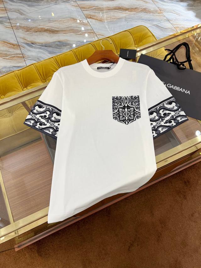 2025Ssdg latest T-shirt, top-grade silk material, printed patchwork design, orig