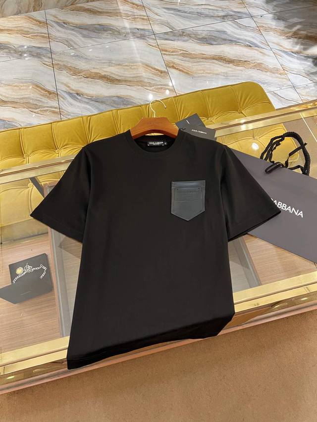 2025Ssdg latest T-shirt perfect Pu leather pocket design high-quality cotton fab