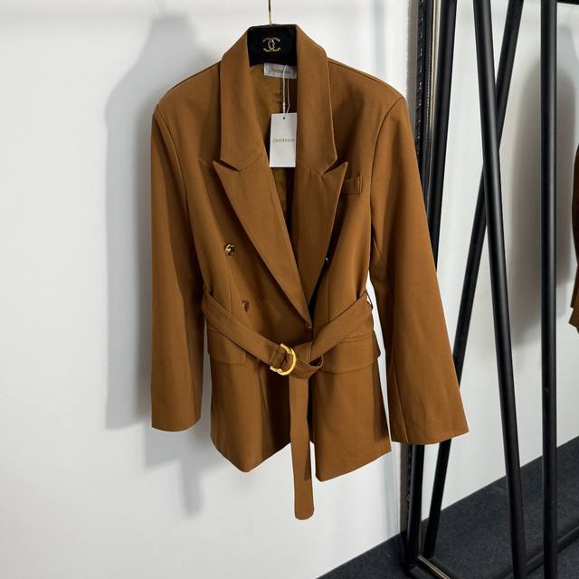 Style No. 20254689 Zimmermann new custom gold hardware double-breasted tie wais