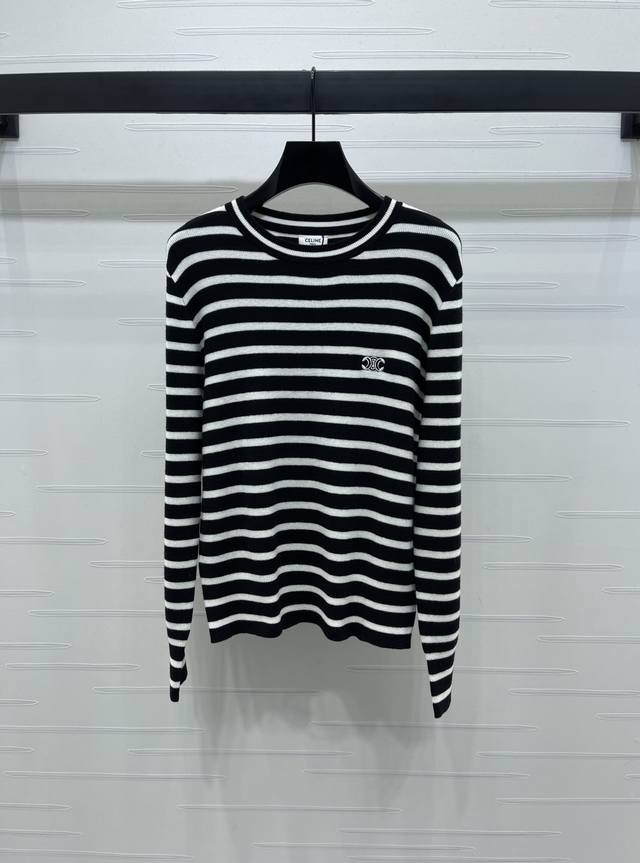 New, original, high-quality Celin* 2025 Early Fall collection! Striped knit lon