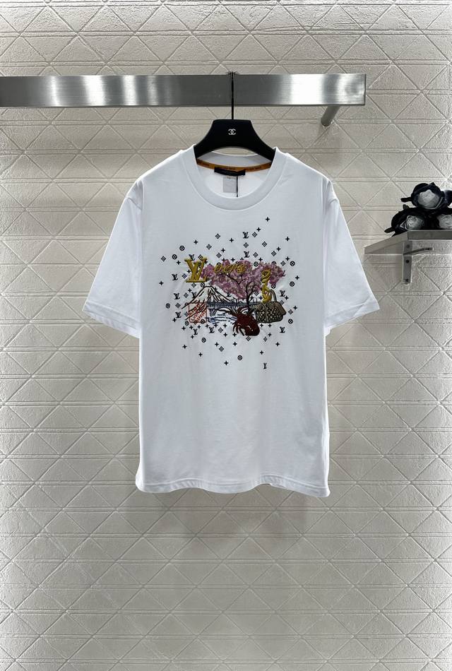 Louis Vuitto*2025 New Arrivals Crew Neck Embroidered Ribbon Custom Yb virgin cot