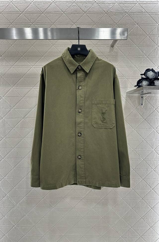 Saint Lauren* 2025 New Arrivals: Lapel Pocket Shirt Jacket. Made from custom Yb
