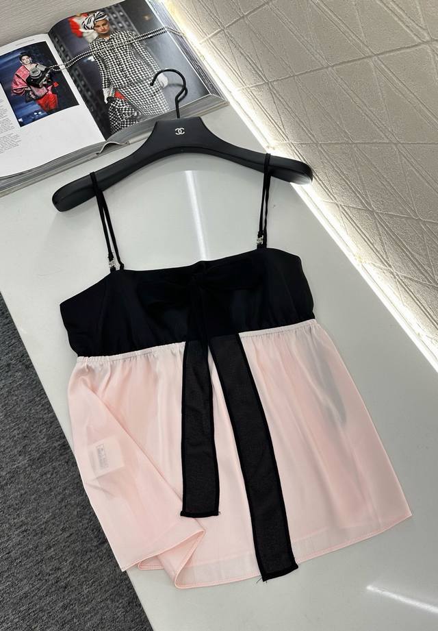 Chane* New arrival for 2025: colorblock bow camisole. Custom-made from imported