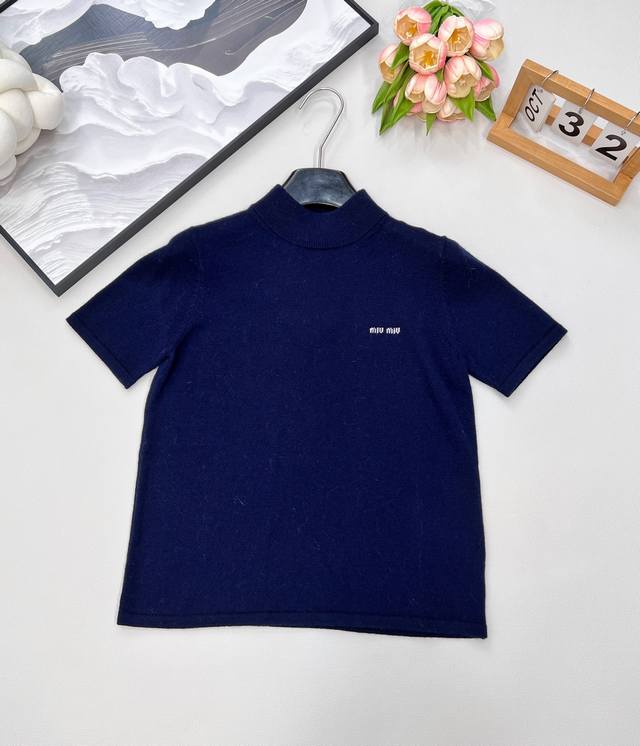 Miumiu25Fw Early Fall's new Miu-style retro wool knit short-sleeved top | Exclus