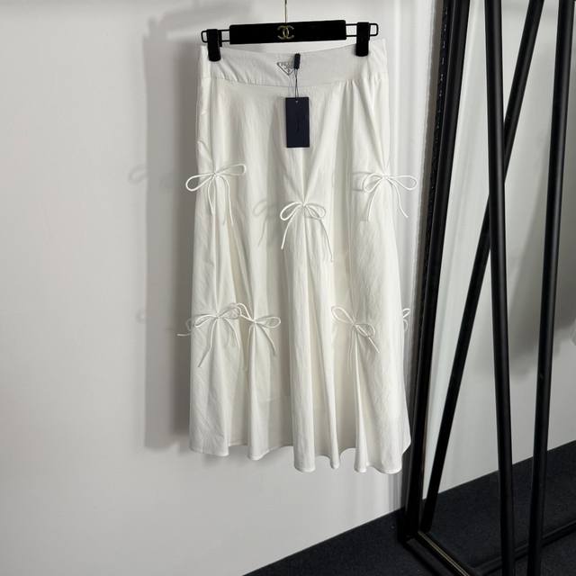 Style No. 20254683 Prad* new metal triangle logo bow skirt, white, black, S-Xl,