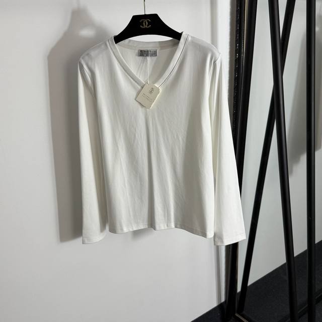 Style No. 20254674 Brunello Cucinell*Bc new beaded V-neck long-sleeved T-shirt,