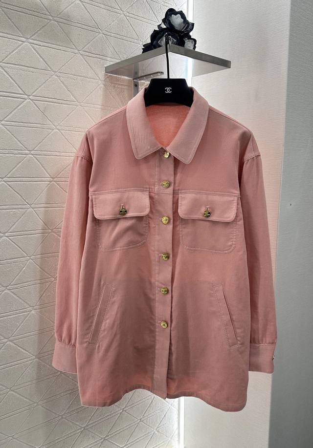 Celin*2025 New Arrival: Lapel-Shaped Shirt with Gold Buttons. Made of custom Yb