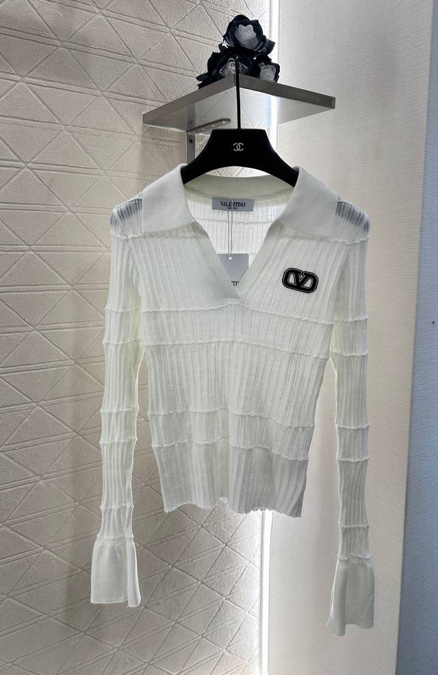 Valentin* 2025 New Arrivals: Lapel Knit Top. Custom-woven from Yb wool yarn, off