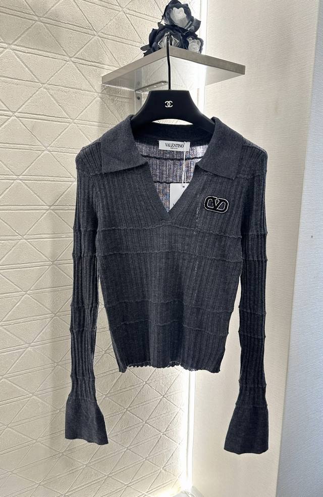 Valentin*2025 New Arrivals: Lapel Knit Top. Custom-made Yb wool yarn, woven for