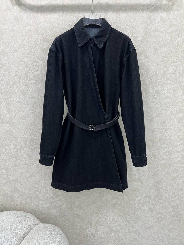 Fend*25 New Retro Lapel Slant-Breasted Denim Shirt Dress Custom Made YB Imported
