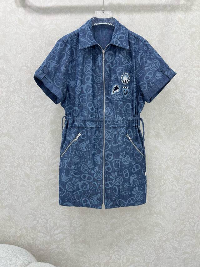Herme*25 new printed denim dress, custom made from imported YB twill cotton deni