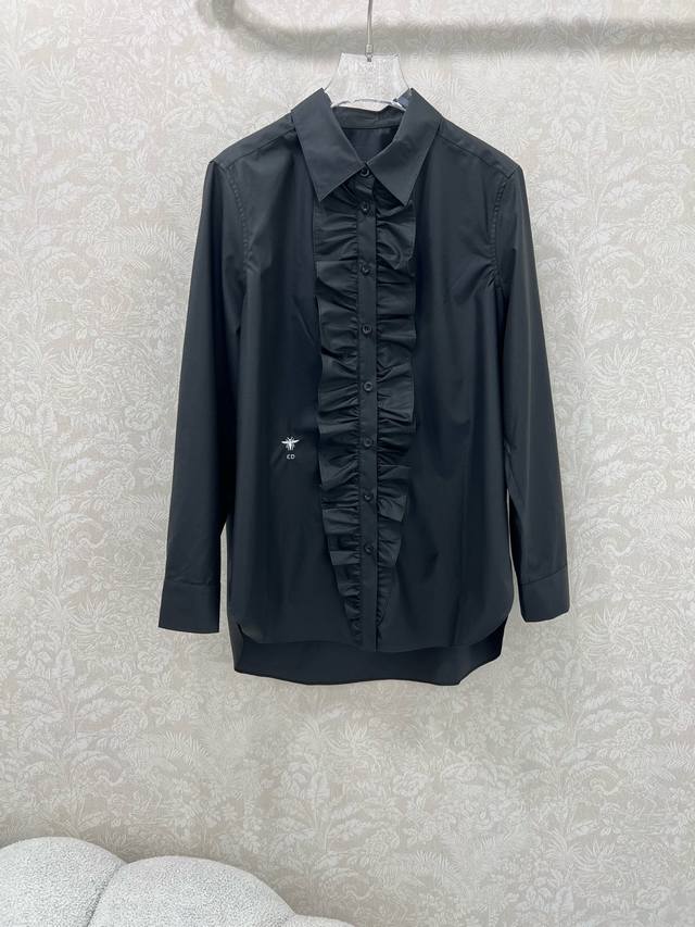 Dio*25 Early Fall new lapel ruffled shirt with pleated lace and classic side sli
