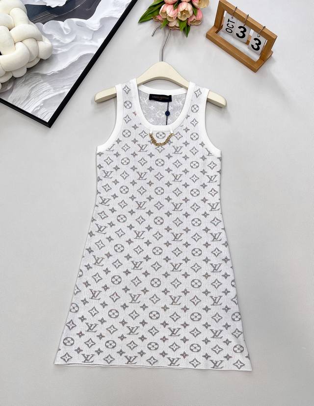 Louis Vuitton 2025 new colorful jacquard chain knitted vest dress DDD, customize