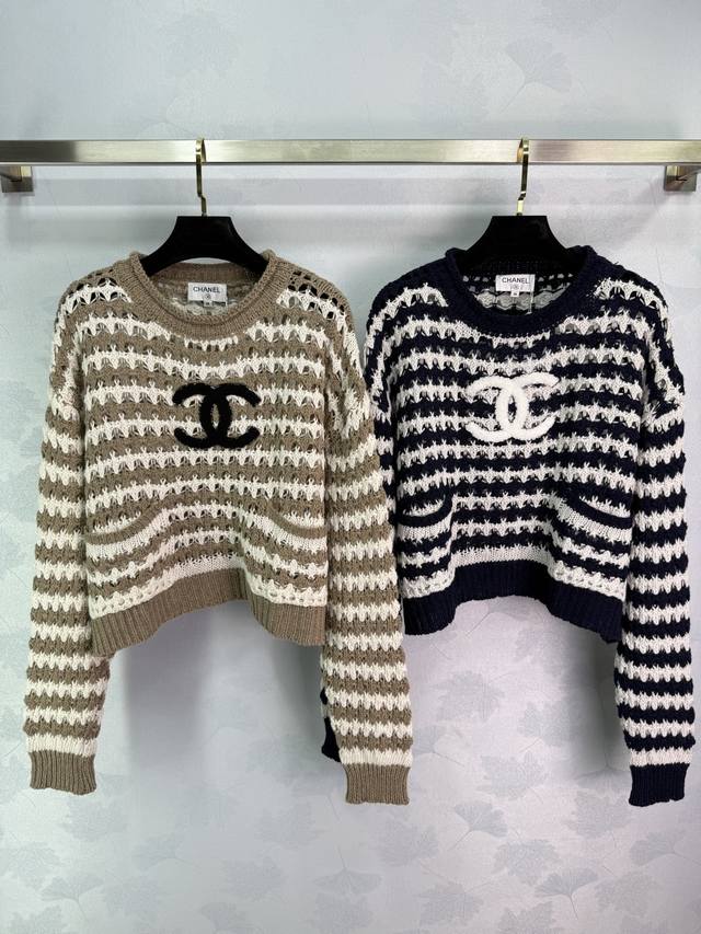 Chane* 2025 Early Fall Collection! Woven hollow knit long-sleeved sweater! Custo