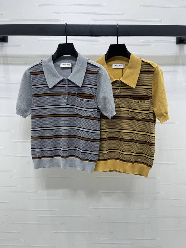 New, original, high-quality, Miumi* 2025 Early Fall collection! Striped lapel k