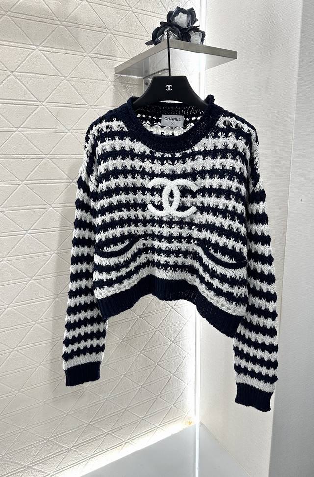 Chane* New arrival for 2025: striped letter-knit sweater. Custom-made with impor