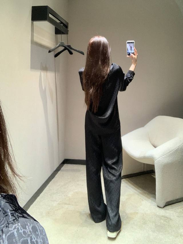 Cd Lettered rayon jacquard shirt and trousers set | Exclusive high-end product!
