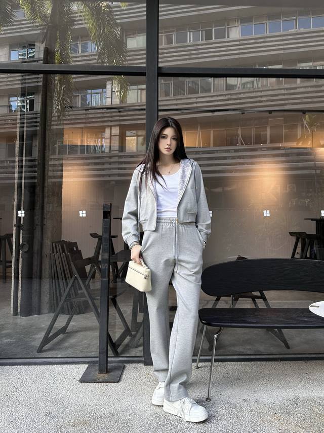 D double-sided suit G *Gucc* 25Ss early autumn new hooded jacket and wide-leg pa