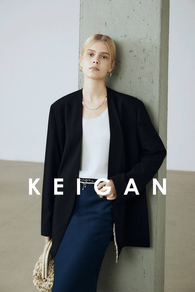Italy imported minimalist wool collarless suit jacket, V-neck suit optimizes the