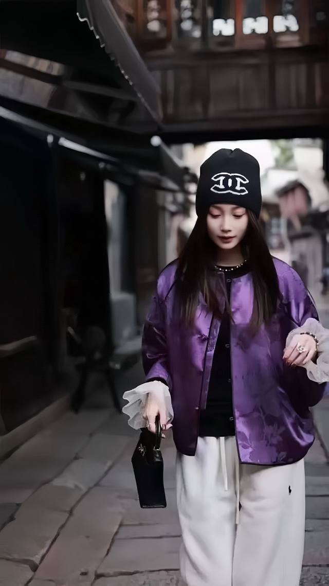 High-end hit unique purple Chinese jacket with a high-end aura, easy to grasp th