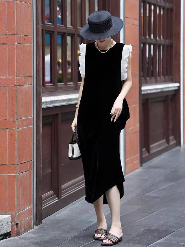 Hot item recommendation, high-end long skirt summer fashion style wood ear edge