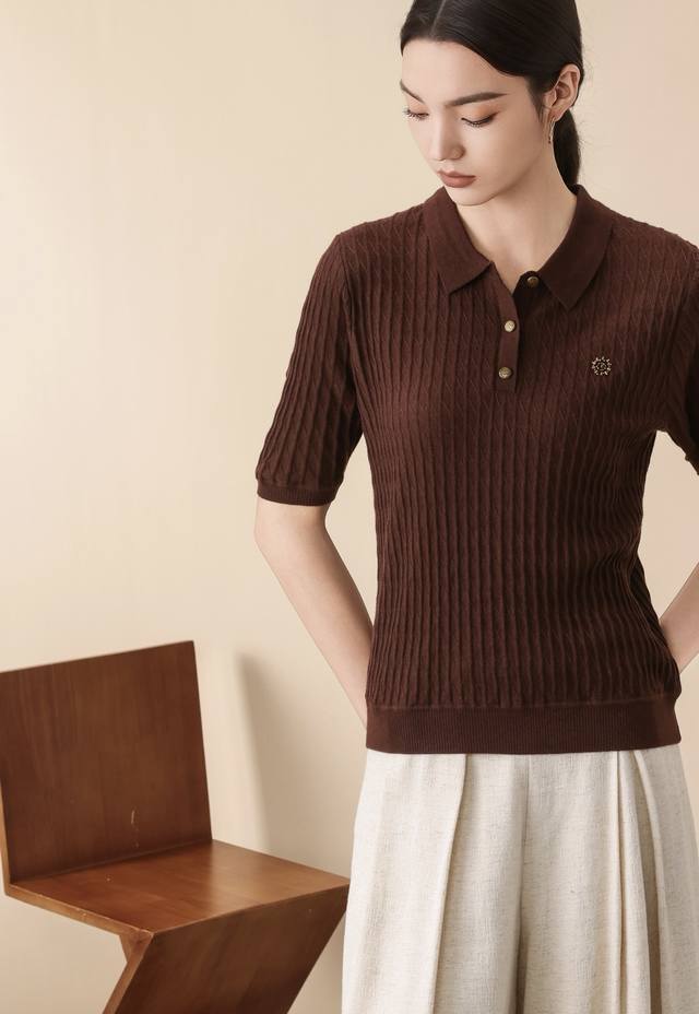 Autumn new 30 wool stand collar gold button mid-sleeve top M-Xl DDD