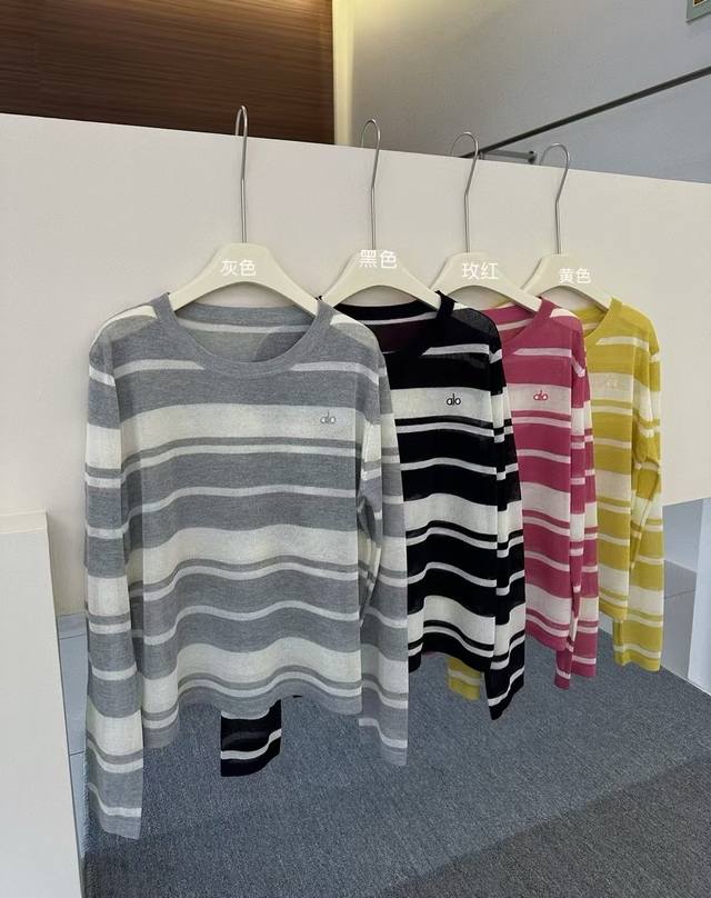 Dopamine wear striped sweater long-sleeved T-shirt fat Mm covers belly and look
