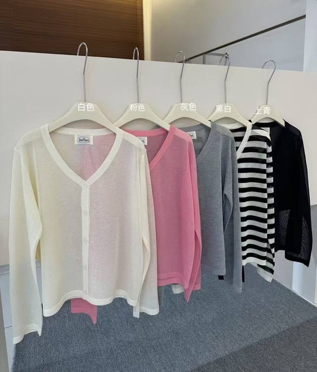 Korean summer new fashion all-match design V-neck thin long-sleeved sunscreen c