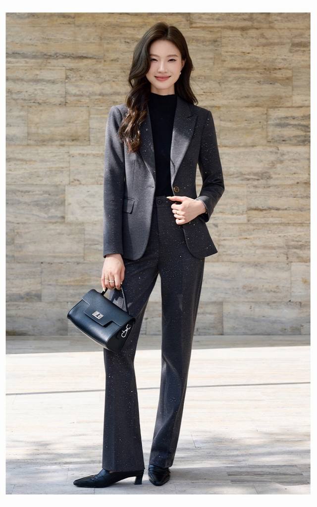 Autumn and winter new long-sleeved small suit collar jacket women's casual fashi