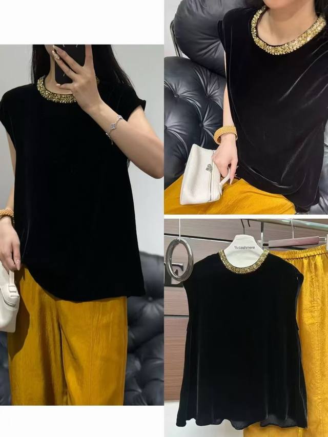 Silk velvet hand-beaded age-reducing top Xl-Xxl DDD
